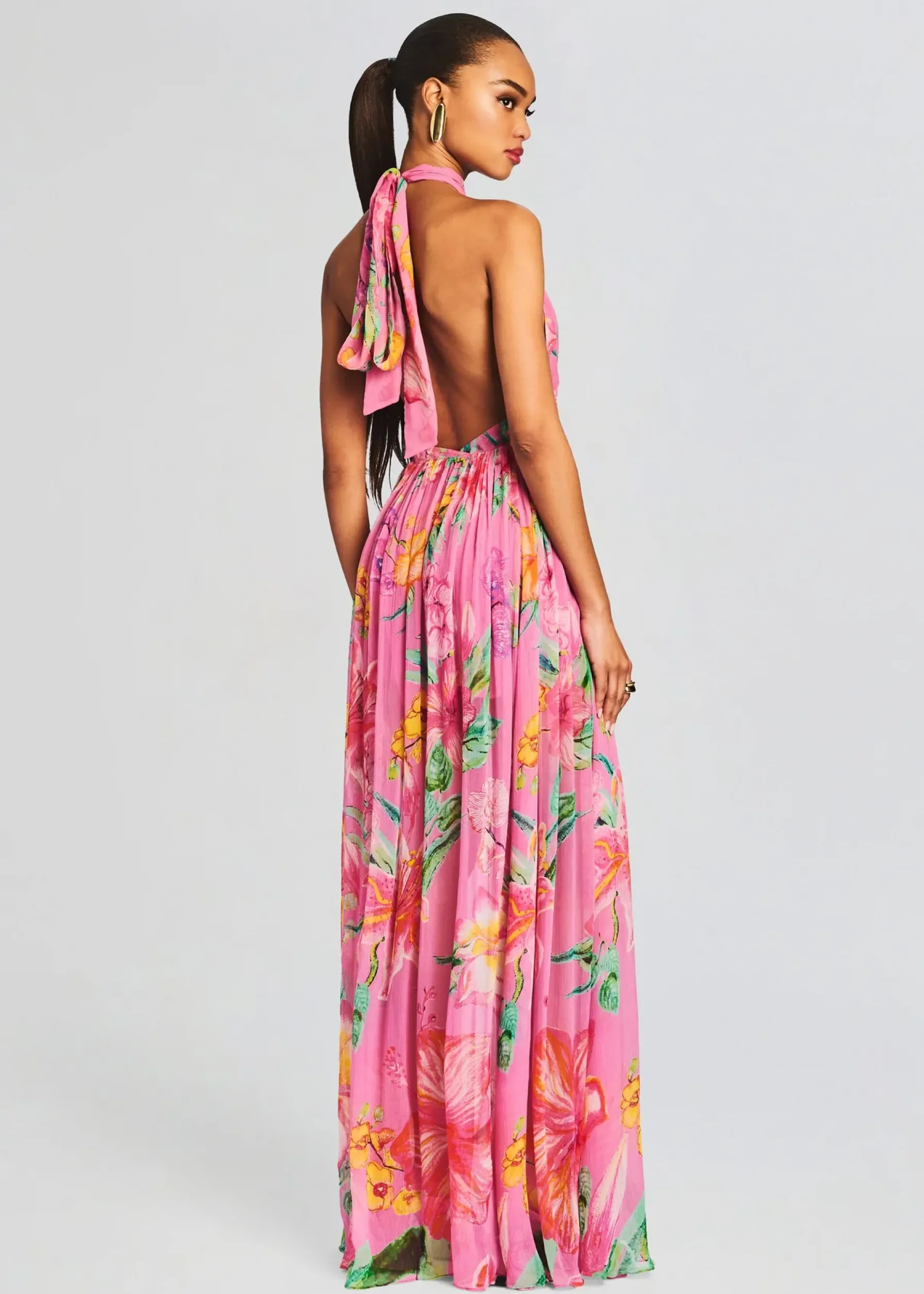 Retrofete Megan Long Dress Pink Floral Online