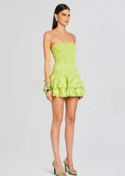 Retrofete Megan Short Dress Lime Punch Clearance