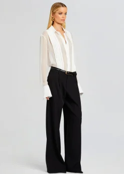 Retrofete Meghan Panelled Silk Blouse White Best Sale