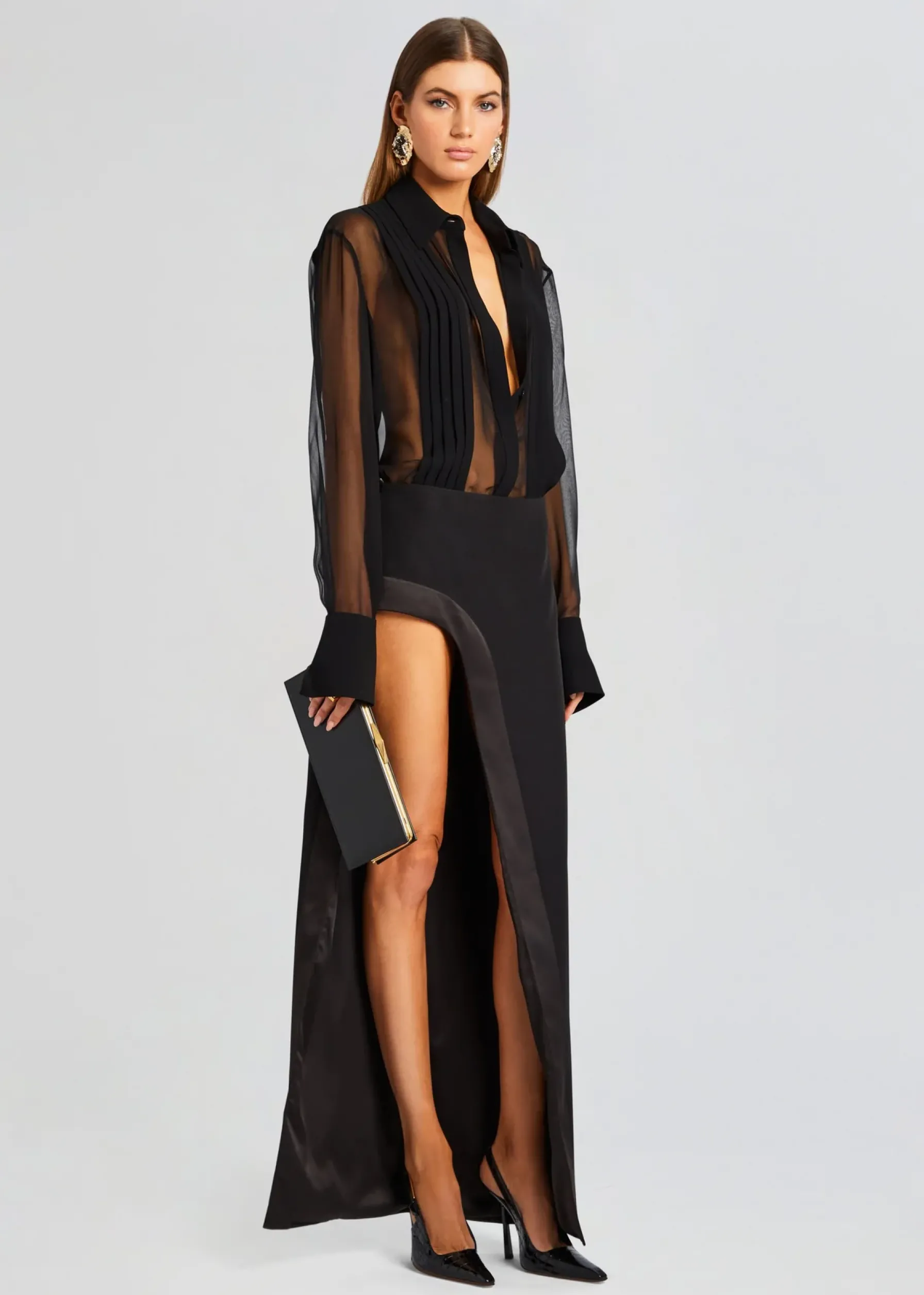 Retrofete Meghan Panelled Silk Blouse Black Sale