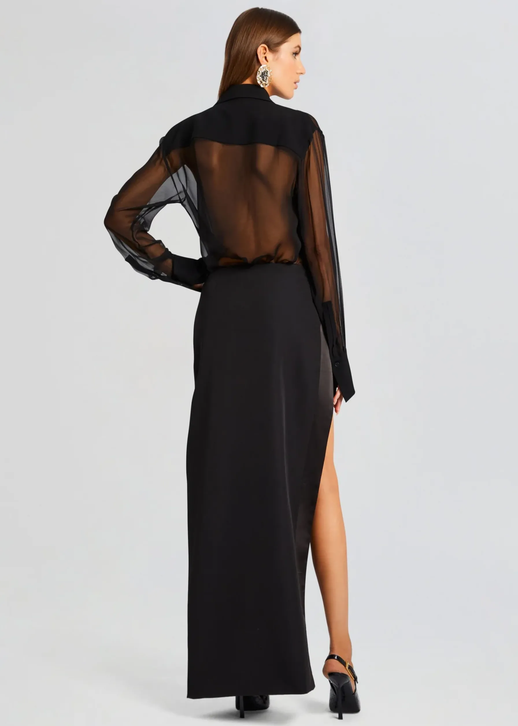 Retrofete Meghan Panelled Silk Blouse Black Sale
