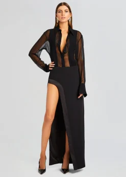 Retrofete Meghan Panelled Silk Blouse Black Best