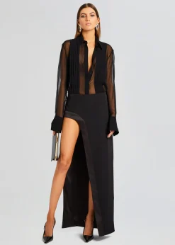 Retrofete Meghan Panelled Silk Blouse Black Clearance