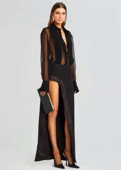 Retrofete Meghan Panelled Silk Blouse Black Clearance
