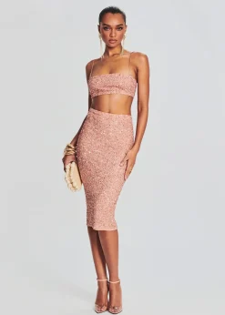 Retrofete Mera Sequin Top Dusty Peach Fashion