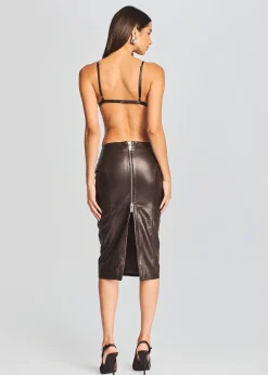 Retrofete Mercy Leather Skirt Dark Chocolate Hot