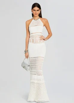 Retrofete Mesa Knit Crochet Dress Iridescent White Flash Sale
