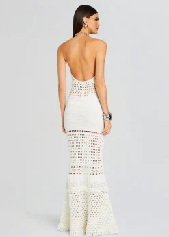 Retrofete Mesa Knit Crochet Dress Iridescent White Flash Sale