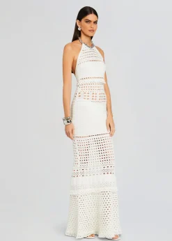 Retrofete Mesa Knit Crochet Dress Iridescent White Best Sale