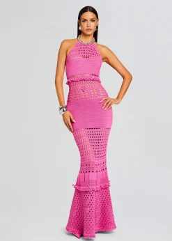 Retrofete Mesa Knit Crochet Dress Paradise Pink Sale