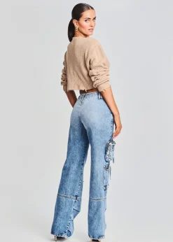 Retrofete Mid Cropped Devin Sweater Tan Cheap