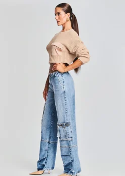 Retrofete Mid Cropped Devin Sweater Tan Hot