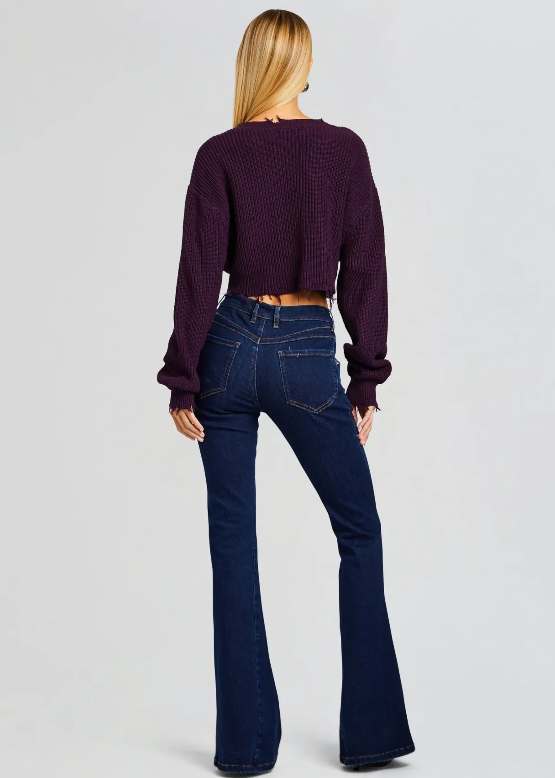 Retrofete Mid Cropped Devin Sweater Eggplant Shop