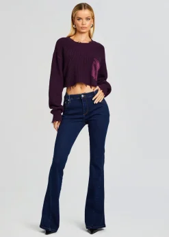 Retrofete Mid Cropped Devin Sweater Eggplant Shop