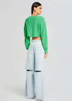 Retrofete Mid Cropped Devin Sweater Pistachio Discount