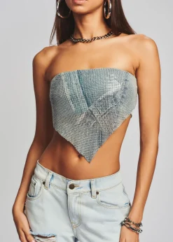 Retrofete Milos Embellished Chainmail Top Romano Denim Online
