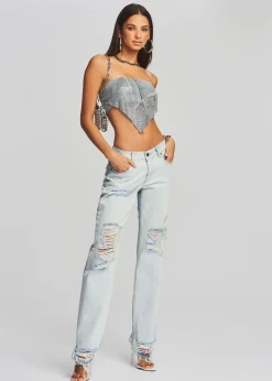 Retrofete Milos Embellished Chainmail Top Romano Denim Online