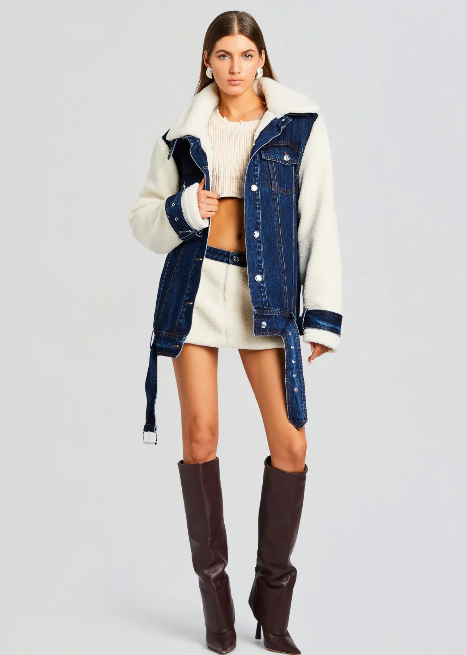 Retrofete Mink Teddy Denim Jacket Deep Sea Sale