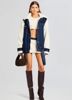Retrofete Mink Teddy Denim Jacket Deep Sea Sale