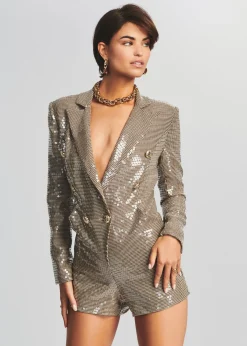 Retrofete Montgomery Sequin Romper Multi Brown Clearance
