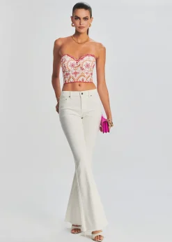 Retrofete Moore Mid Rise Flare Jean Washed White Cheap