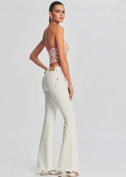 Retrofete Moore Mid Rise Flare Jean Washed White Cheap