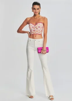 Retrofete Moore Mid Rise Flare Jean Washed White Shop