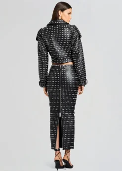Retrofete Mora Embellished Leather Jacket Black Hot