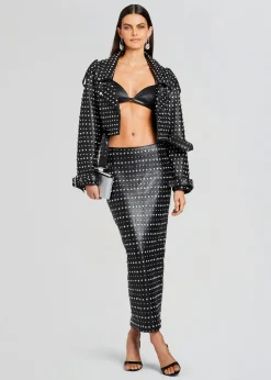 Retrofete Mora Embellished Leather Jacket Black Hot