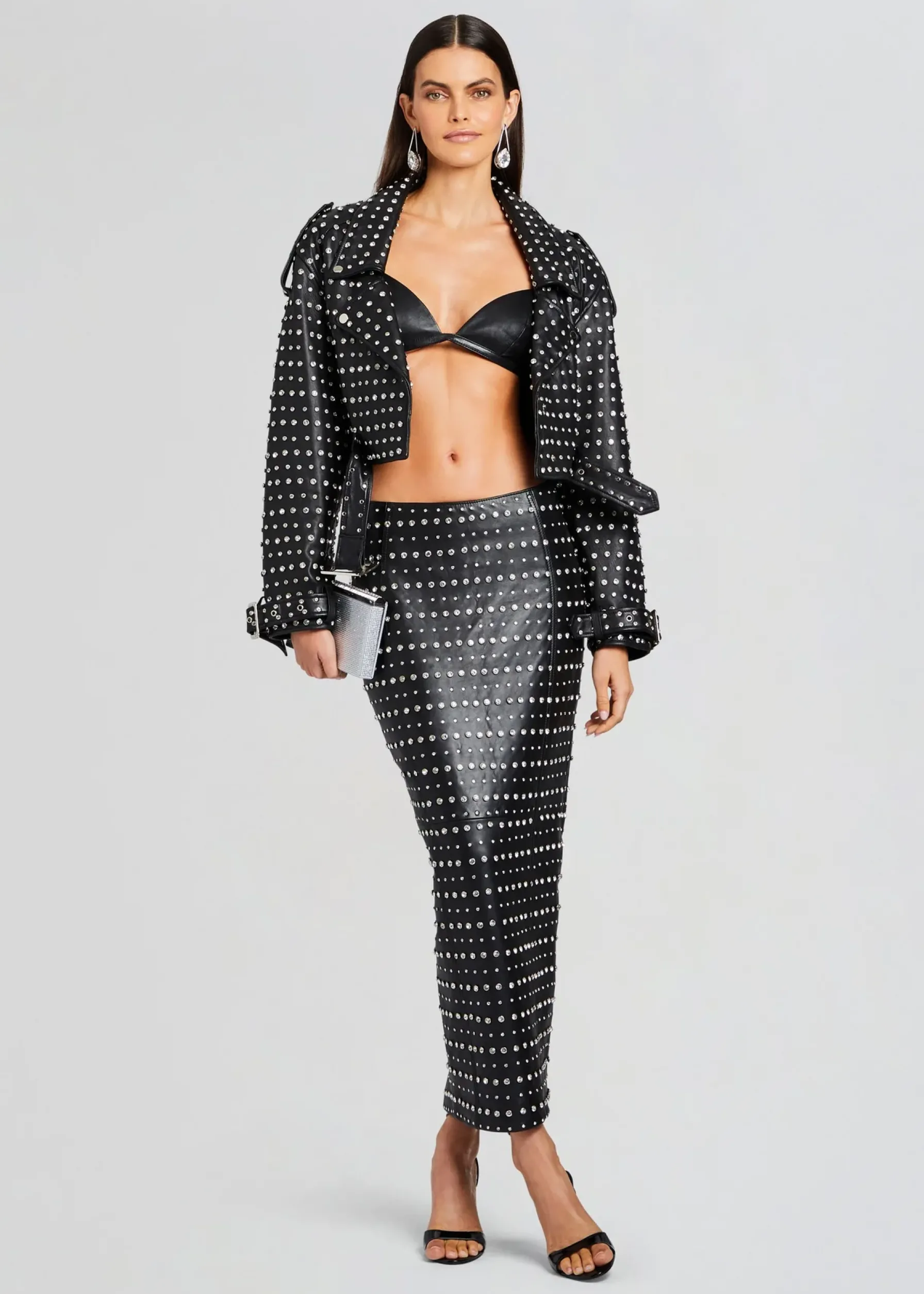 Retrofete Mora Embellished Leather Jacket Black Hot