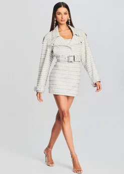 Retrofete Mora Embellished Leather Jacket Optic White Discount