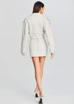 Retrofete Mora Embellished Leather Jacket Optic White Online