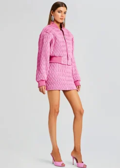 Retrofete Morgana Embellished Leather Jacket Begonia Pink Discount