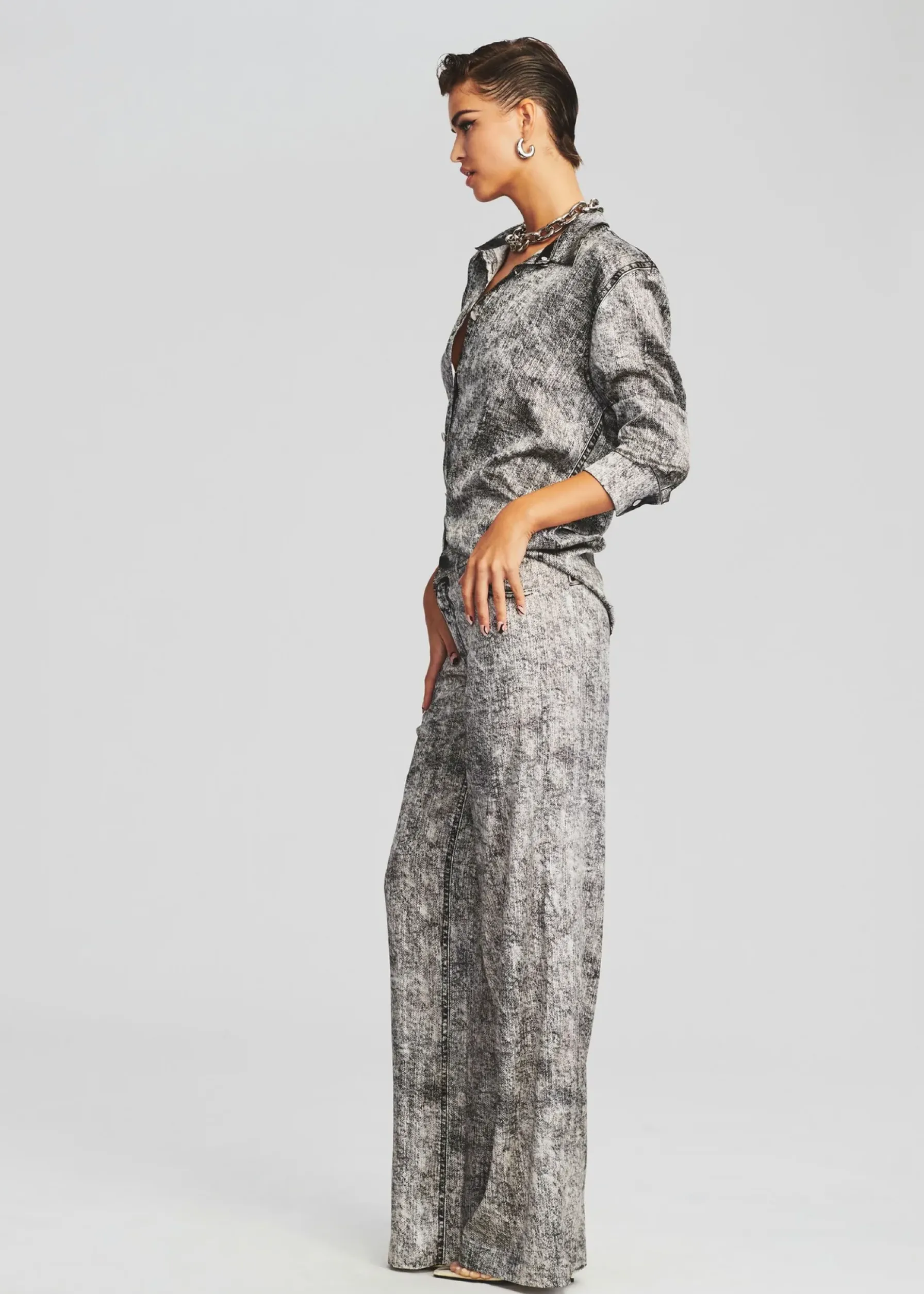 Retrofete Murry Silk Shirt Black Acid Denim Sale