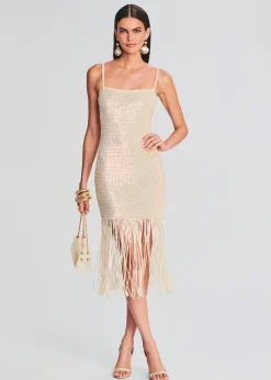 Retrofete Nalu Sequin Crochet Dress Iridescent Ivory Cheap
