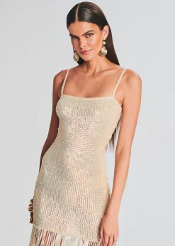 Retrofete Nalu Sequin Crochet Dress Iridescent Ivory Shop
