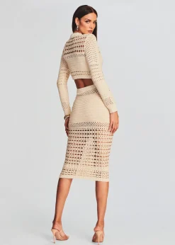 Retrofete Nico Knit Crochet Cardigan Ivory/Gold Shop