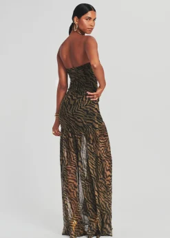 Retrofete Nicole Silk Chiffon Dress Tiger Stripe Shop