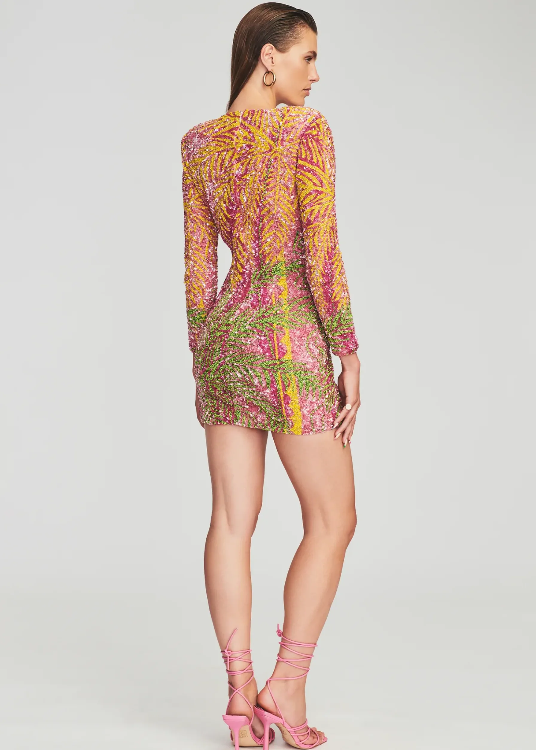 Retrofete Nikki Sequin Palm Dress Tropical Palm Best Sale