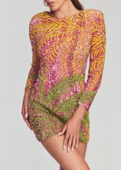 Retrofete Nikki Sequin Palm Dress Tropical Palm Store