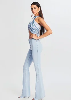 Retrofete Nora Mid Rise Flare Jean Skylight Cheap