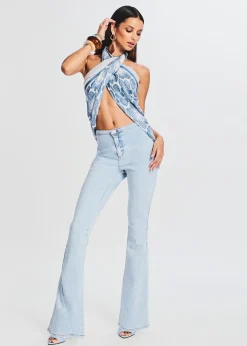Retrofete Nora Mid Rise Flare Jean Skylight Cheap