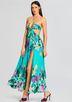 Retrofete Ocean Maxi Dress Turquoise New