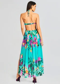 Retrofete Ocean Maxi Dress Turquoise New