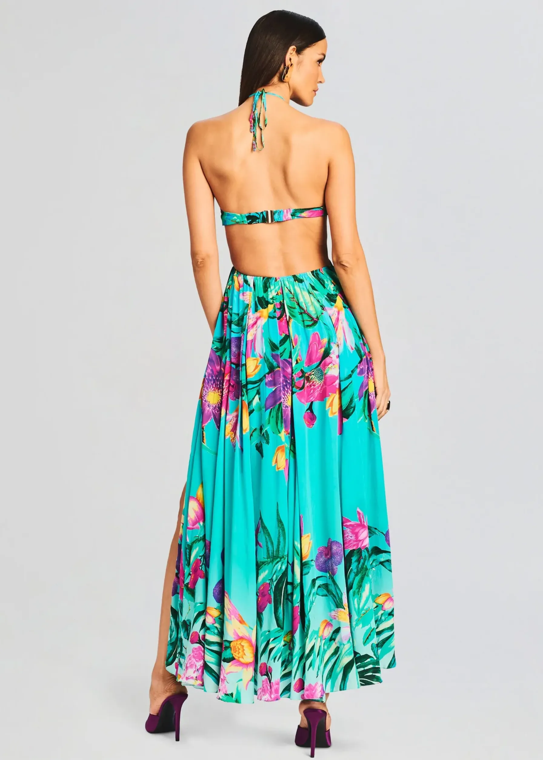 Retrofete Ocean Maxi Dress Turquoise New