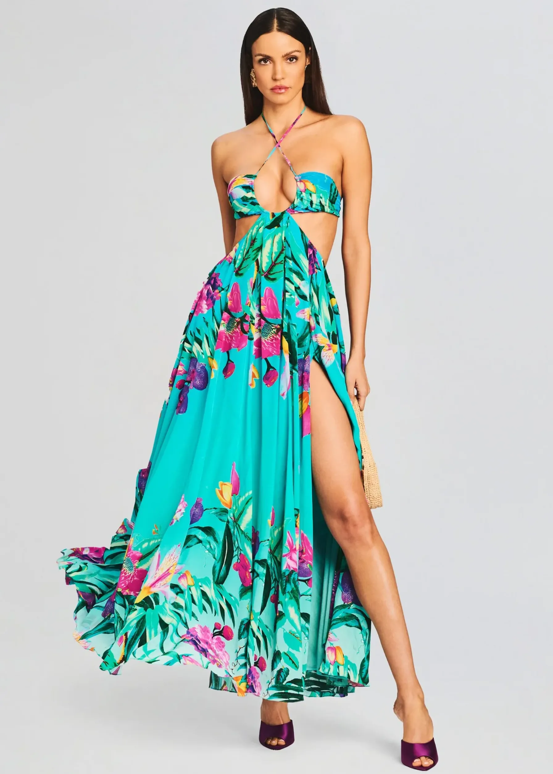 Retrofete Ocean Maxi Dress Turquoise New
