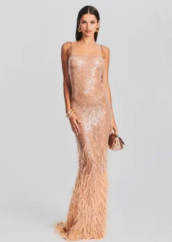 Retrofete Odessa Sequin Feather Dress Tannin Best