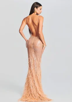 Retrofete Odessa Sequin Feather Dress Tannin Cheap