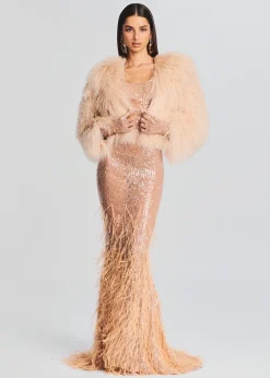 Retrofete Odessa Sequin Feather Dress Tannin Cheap
