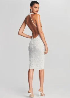 Retrofete Olivia Midi Sequin Dress White Sale